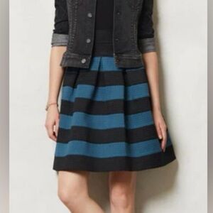Anthropologie Girls from Savoy Blue and Black Women's Ponte Bell Skirt
